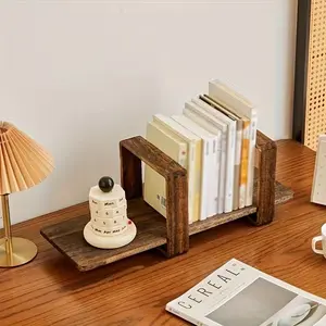 Vintage Zen Multi‑Functional Wooden Display Shelf - Decorative Desktop Bookshelf, Deformable Design Organizer for Coffee Station, Potted Plants, Vinyl Records, Books, Aromatherapy Candles, Perfumes