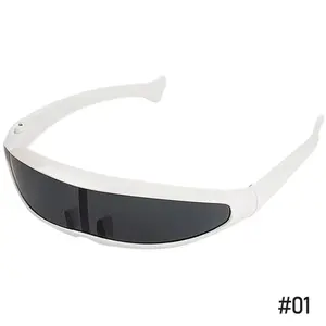 New Futuristic Narrow Cyclops Sunglasses Laser Eyeglasses UV400 Personality Mirrored Lens Costume Eyewear Men Gafas De Sol