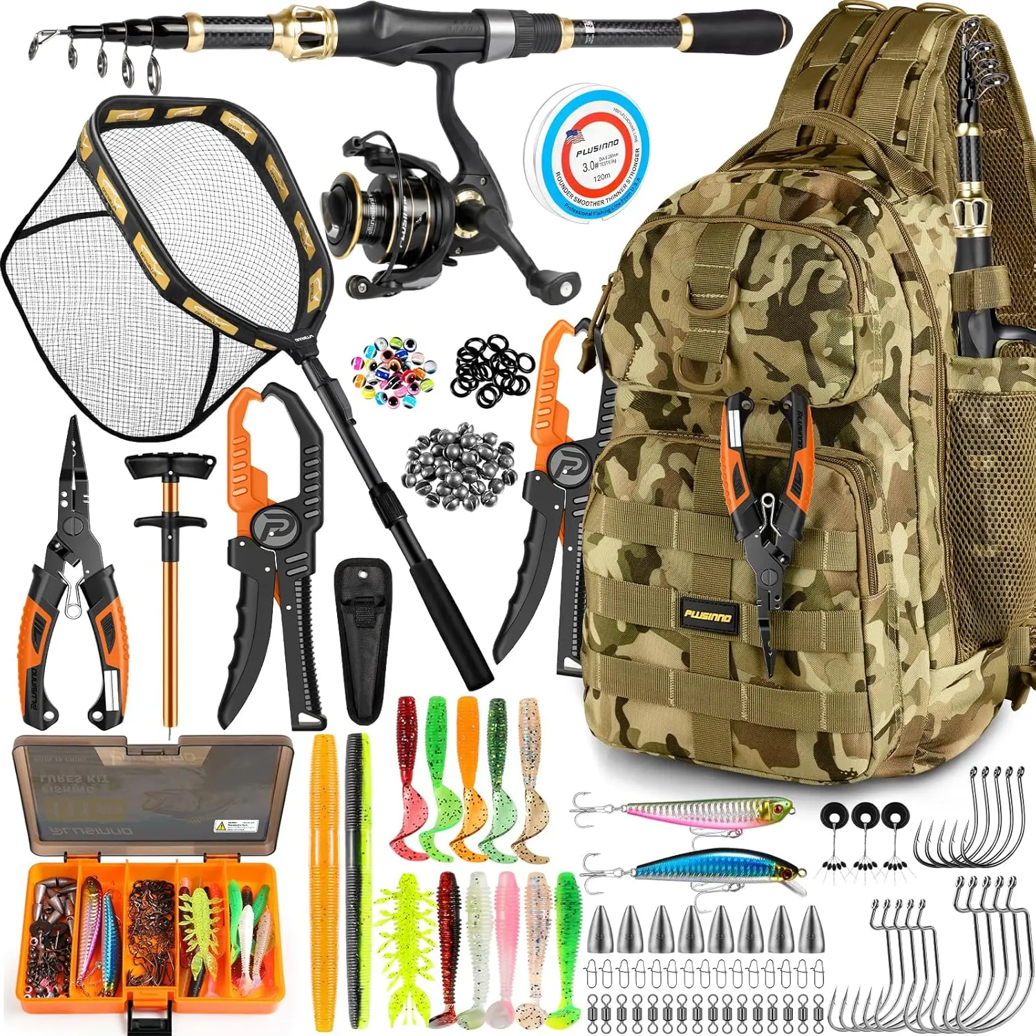 Khaki Backpack Tools With Rod&net