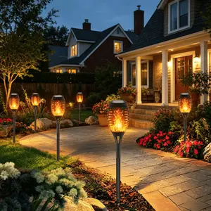 4/8 pcs Solar Outdoor Lights, Dancing Flashing Flame Torch Lamps, Garden Solar Lights, Automatic Switch, Ip44 Waterproof, Outdoor Christmas Decor