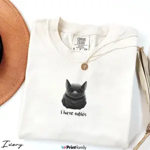I Have Rabies Shirt – Comfort Colors Tee, Funny Bat Graphic, Dark Humor Animal Shirt, Spooky Cute Design, Unisex Graphic Tee