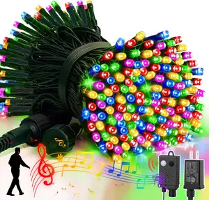 LAMPHOME Music Multicolor String Lights Motion Sensor Controller, 100 LED Christmas Decoration Light, Flashing Waterproof for Indoor Outdoor Christmas Tree Party Yard
