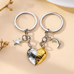 Magnetic Heart Star & Moon Keychain - Forever Love Keepsake for Couples & Family