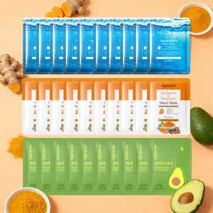Hydrating Brightening Nourishing Facial Mask - 30Pcs Quyum 8X H2O AquaVitalize Turmeric Vitamin Avocado Skin Repair Face Mask