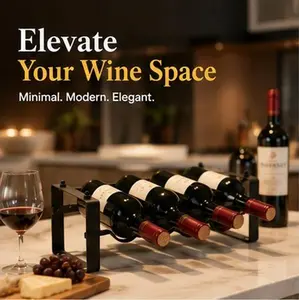 Stackable Wine Rack for Countertop & Cabinet – Space Saving 4 Bottle Metal Wine Organizer for Kitchen, Pantry, Fridge & Home Bar