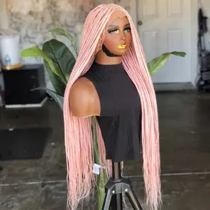 Full Lace Knotless Braids Baby Pink 30 Inches Adjustable Straps Wig as Seen in Photo
