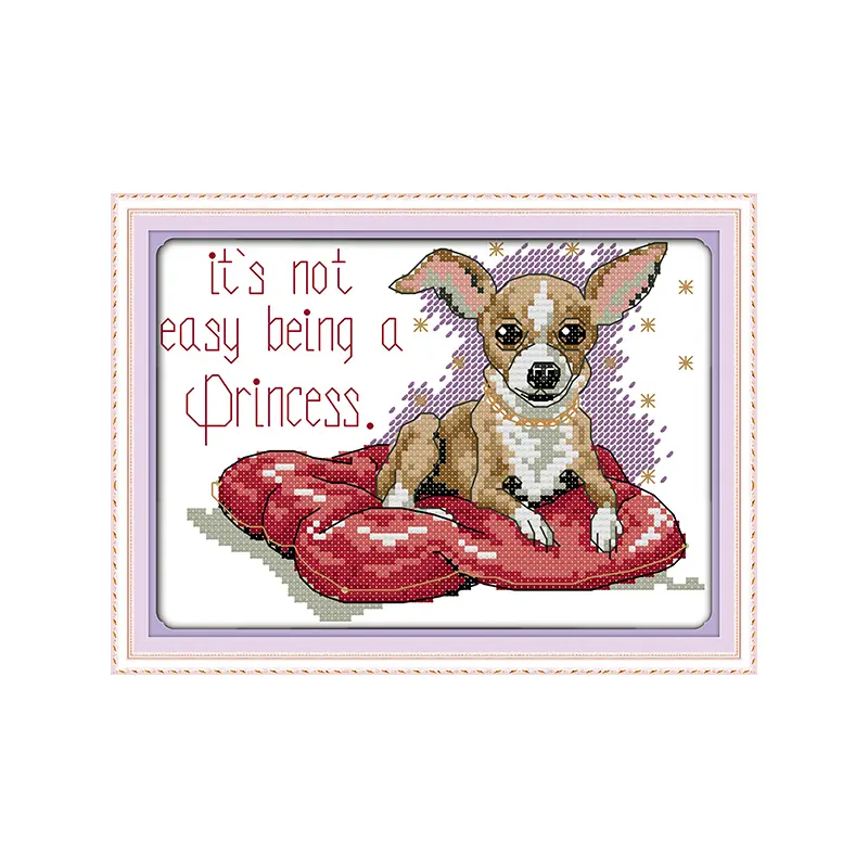 "It's Not Easy Being a Princess" 88x62 Counted Cross Stitch Kit, Silk Complete Kit with Classic Motifs, DIY Needlework Craft, Royal Elegance Wall Art for Living Room, Meaningful Gift for Holidays, Birthdays