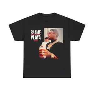 Menswear Fitted Round Neck Short-Sleeve Cotton Casual Print T-Shirt - Deebaby "Can You Hear Me Now" Album Top, Style HG41216