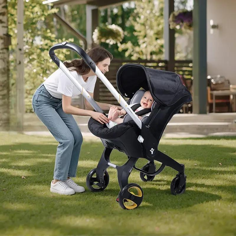 (No Have Base)Baby Stroller with a Bag,High Quality & Multi functional Newborn Stroller, 4 Wheel Travel stroller for , Foldable Infant Stroller without Latch Base Summervibes BRODARK Baby Convertible Reversible pram