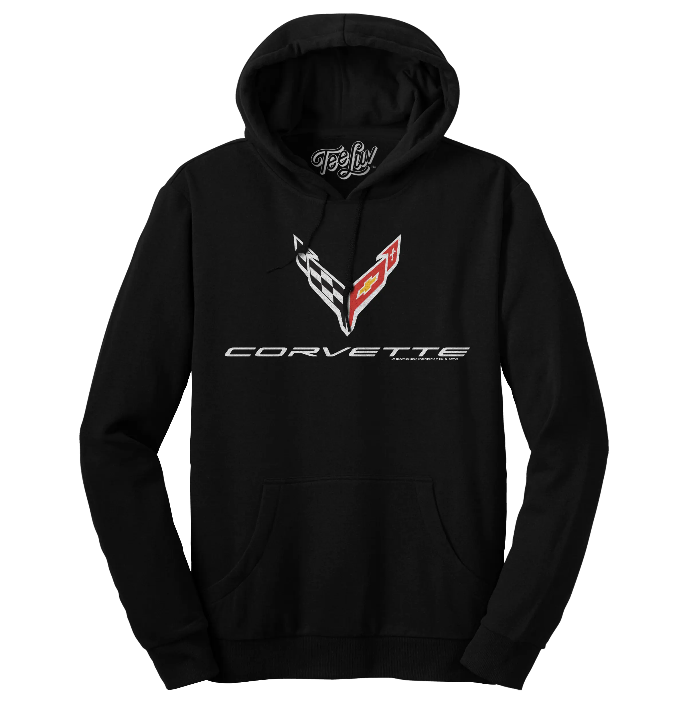 Chevrolet Corvette C8 Sports Car Emblem Hoodie - Black