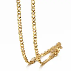 High Quality Width 2mm Stainless Steel Curb Link Chain Necklace for Men Women Gold Color Jewelry Gifts