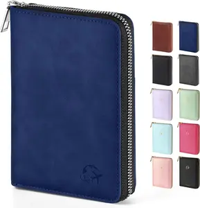 Passport Holder Cover with Safe Zipper Closure,  Passport Wallet for Travel, Sleek RFID Blocking Card Case,  Travel Accessories for Men, Navy Blue
