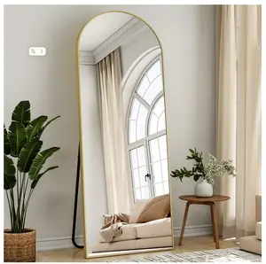 21"x64" Arched Full Length Mirror Standing Floor Mirror, Gold