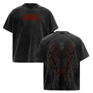 Unisex Berserk Oversized Vintage Washed Heavy Cotton Shortsleeve Round Neck Graphic Tee - Dark Aesthetic Pump Cover, Menswear Gym Streetwear Top for Workout, Casual Use, Vintage Graphic Tees