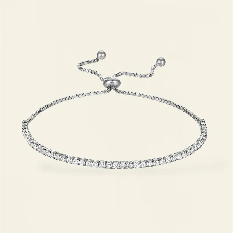 Eternavail Adjustable Silver Tennis Bracelet with Sparkling Stones and Secure Clasp Design