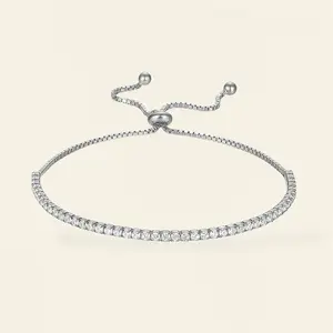 Eternavail Adjustable Silver Tennis Bracelet with Sparkling Stones and Secure Clasp Design
