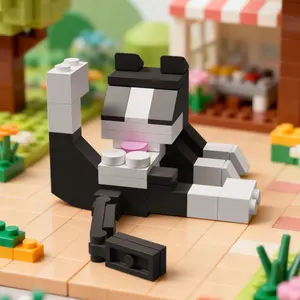 Animal Kitten creative Mini Building Blocks set,3D Sensory Cat bricks Toys,Kawaii Animal Black Cat Building Blocks,Adult,Birthday Gift idea,Home pet Decor,STEM DIY,Christmas Ornament Toy,boy,girl,Valentine's Day,Adorable Black and White fun Design For Kid