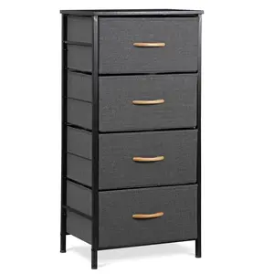 SEGAWE 4 Drawer Fabric Dresser Storage Tower, Organizer Unit for Bedroom, Living Room, Hallway, Closet Entryway, Dark Gray