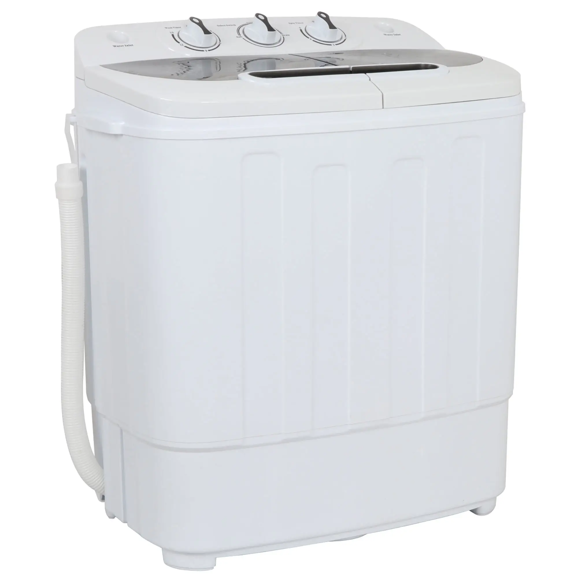 SUPERDEAL Twin Tub Portable Compact Wash Machine Spin Dry Cycle 13lbs Semi-Automatic Home Mini Washer, White