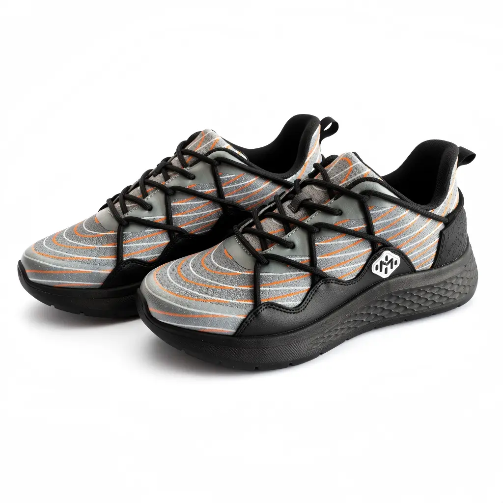 Men's Closed-Toe Casual Trainers, Striped Design with Black Laces, Mesh Construction, Everyday Wear Athletic Footwear
