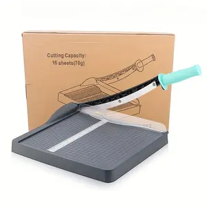 Paper Cutter with Safety Guard, 16-Piece Capacity Paper Trimmer Board, Cardboard Vinyl Paper Cutter, Essential Office Tool