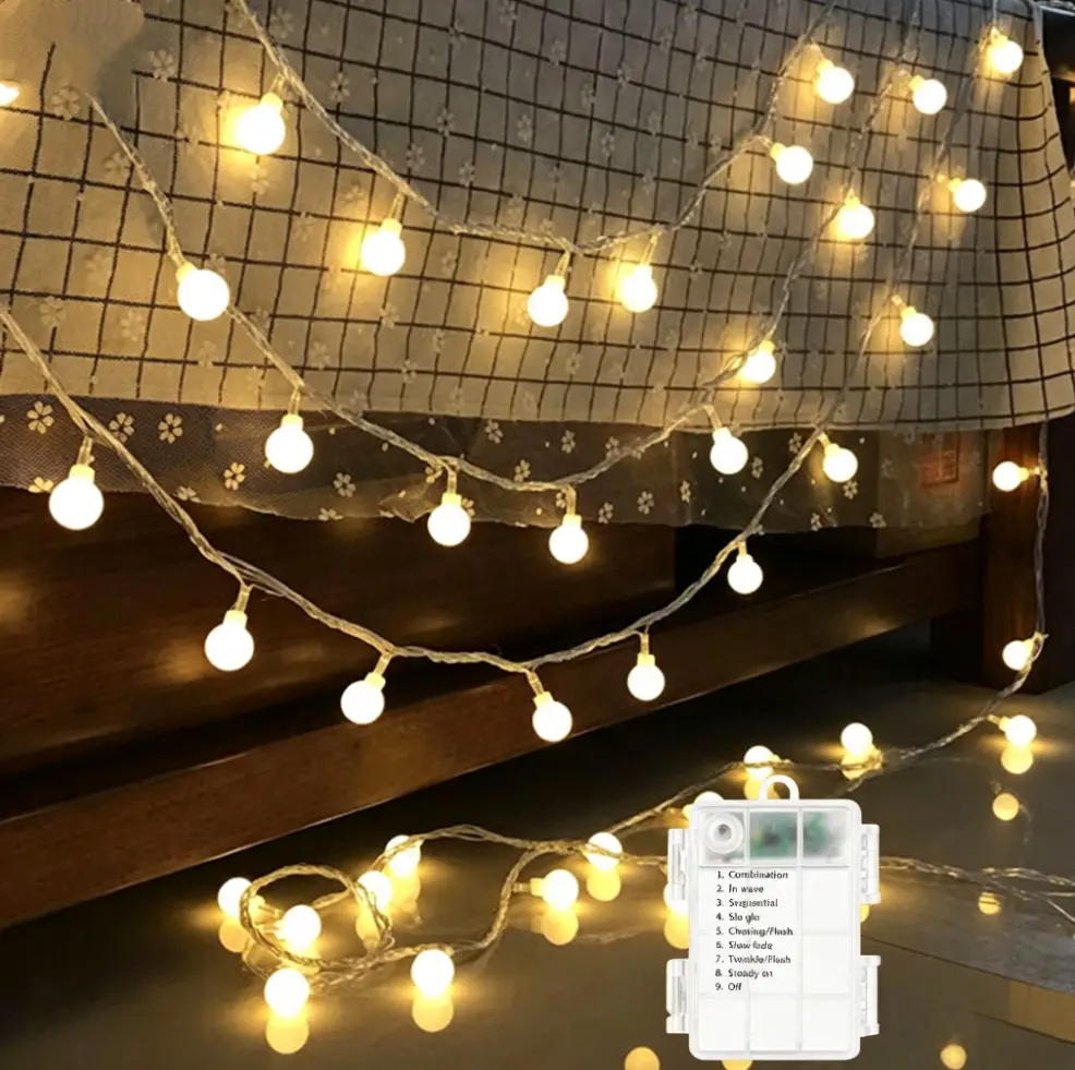 Battery Operated LED Globe String Lights, Total 9.8FT  8 Mode Waterproof Christmas Fairy String Lights with Remote for Home Bedroom Garden Wedding Party Decoration