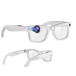 Men’s AI Smart Glasses, with Camera (5MP Interpolation ), 2MP Anti-shake Camera Sport Glasses,  AI Assistant, AI Translation, Hands-Free Calls, Music, 3 Lenses (Transparent Anti-blue Lenses + Sunglasses Lenses+Brown Lenses)