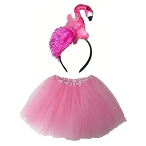 Flamingo Costume Set for Adults & Plus Size – Pink Tutu Skirt & Flamingo Headband – Fun Animal Outfit for Halloween & Cosplay