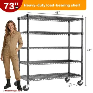 M MZG 4 5 Tier Metal Storage Shelf Heavy Duty Wire Rack Closet Organizers for Garage Kitchen Bathroom Laundry Black Utility Shelving Storage and Organization