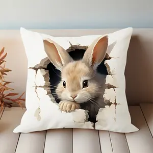 1pc, Easter Bunny, Egg, Flower Pattern Short Plush Pillow Case (44.96 cm X 44.96cm), Easter Theme Pillow Case, Home Decor, Room Decor, Bedroom Decor, Architectural Collectible Additions (Excluding Pillow Core)