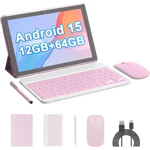 10" Android 15 Tablet, 12(4+8Expand) GB RAM+64GB ROM, 2+8MP Dual Camera, 6000mAh  (Tablet+case+Stylus+beyboard+) ()