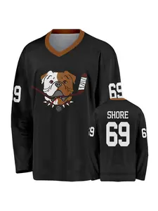 Men's Dog Print Long Sleeve Hockey Jersey Shore #69, Comfortable Breathable Quick Dry, Perfect Gift for Sports Training, Ice Hockey Sweatshirt