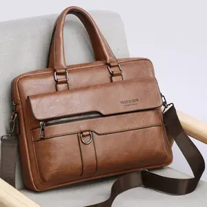 Men’s Business Laptop Briefcase Vintage Shoulder Bag for Office Work