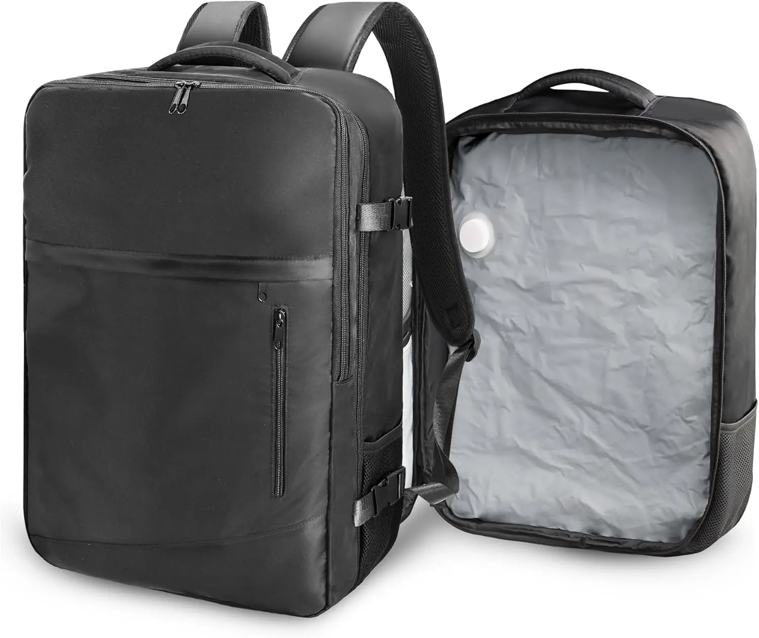Travel Backpack with Vacuum Bag, 60L Seal Compression Air Vac Back Pack with Travel Pump, Carry On Suitcase Luggage Flight Approved for Men Women Personal Item, Black | Seal Compression