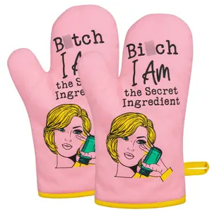 Oven Mitt, Funny Kitchen Cooking Oven Mitts, Pink Kitchen Accessories, Housewarming Gifts for Women, House Warming Gifts New Home - Fun Mothers Day, Birthday Baking Gifts for Women Wife Mom Bakeware Waterproof