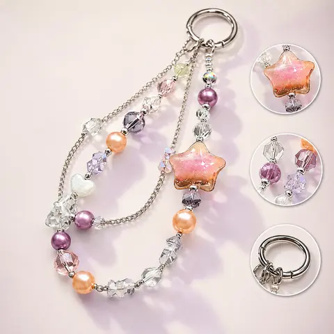 【BunnyLulu】Glow-in-the-Dark Beaded Phone Charm with Gift Box, Luminous Butterfly & Star Bag Charm, Detachable Kawaii Keychain Accessory for Phone, Purse & Backpack