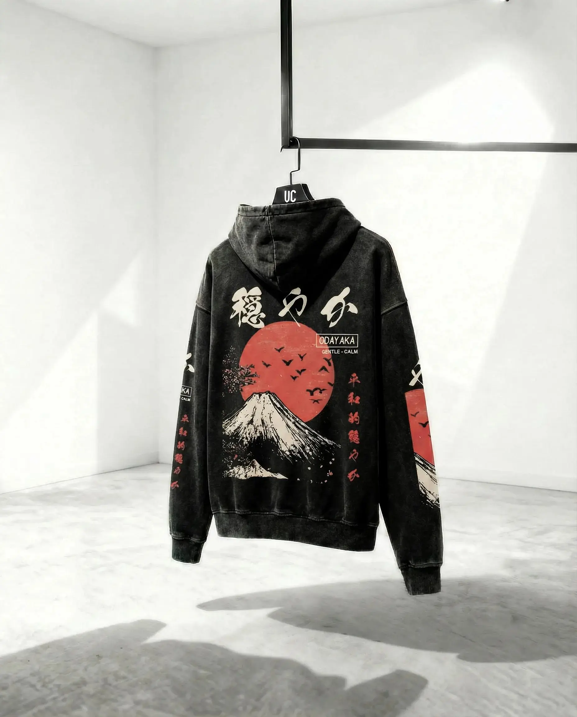 Premium Oversized Japanese Style Hoodie, Mount Fuji Graphic Hooded Sweatshirt, Kanji Art Streetwear Pullover, Tokyo Inspired Unisex Hoodie, Aesthetic Casual Fleece Sweatshirt, Japan Fashion Gift
