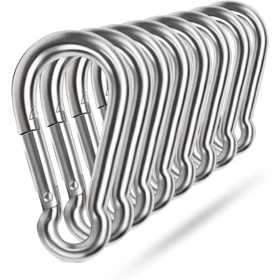 Spring Snap Hooks, 304 Stainless Steel Metal Clip Heavy Duty Rope Connector Small Snap Clamp Key Chain Link Buckle for Hammock Swing Set Outdoor Travel Camping Fishing Hiking