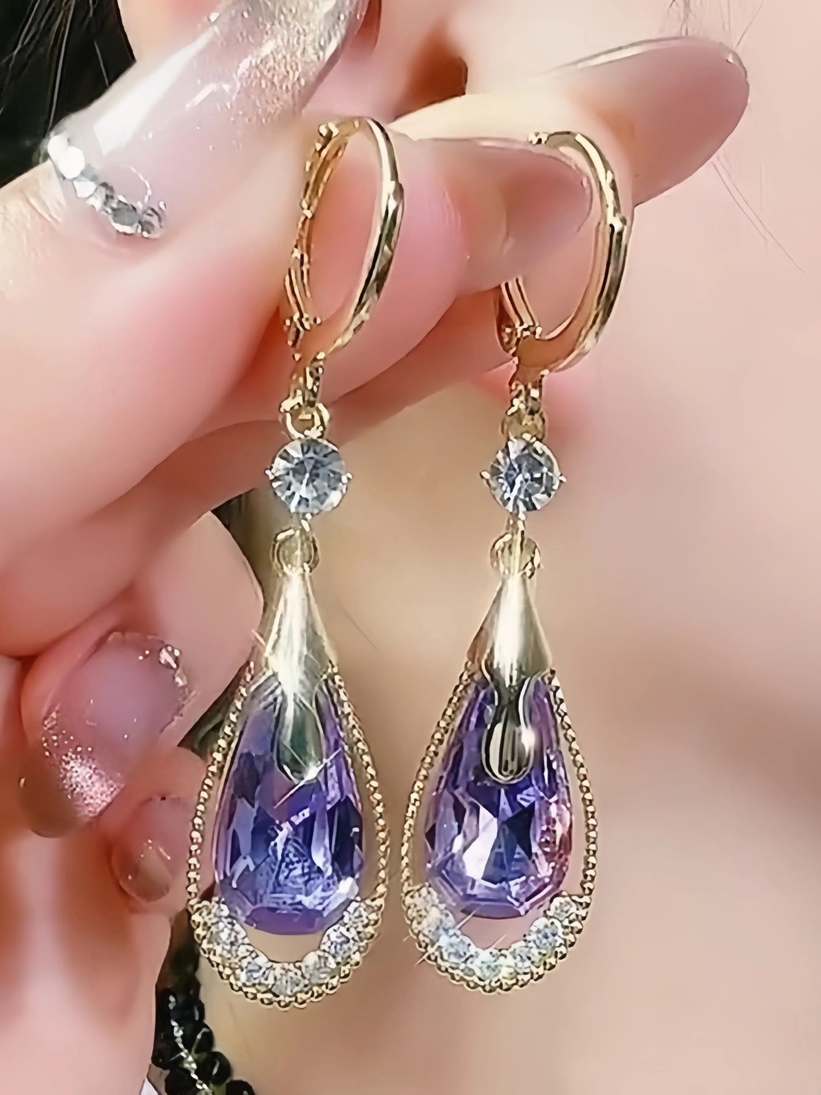 Elegant Fashion Sparkling Full Diamond Zircon Tassel Dangle Earrings, Daily Wear Jewelry for Women, All Seasons Suitable, Teardrop Earrings