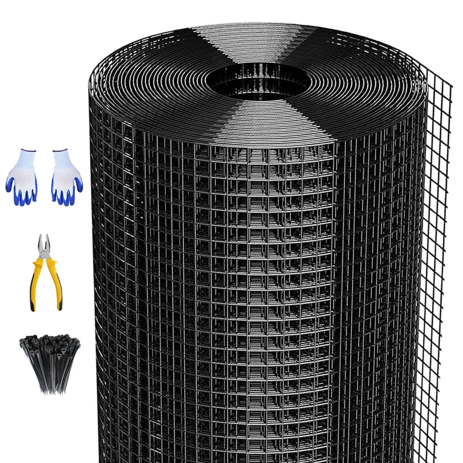Hardware Cloth 48'' x 120', 1/2" x 1/2" Welded Wire Mesh Roll, 19 Gauge Galvanized Hardware Cloth, Chicken Wire Fencing Roll, Garden Fence with Cutting Plier & Gloves