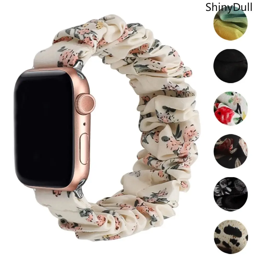 Cute Printed Scrunchie Watch Band – Elastic Replacement Strap for Apple Watch, Fits 38-49Mm, Watch Straps