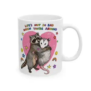Cute Raccoon and Possum Coffee Mugs|   Fun Coffee Mug Valentine's Day Gift 11 ounces