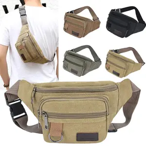 Thick canvas waist bag, outdoor leisure sports crossbody chest bag, men's portable change phone bag, multifunctional-A-DH Mandalala Print Waist Pack