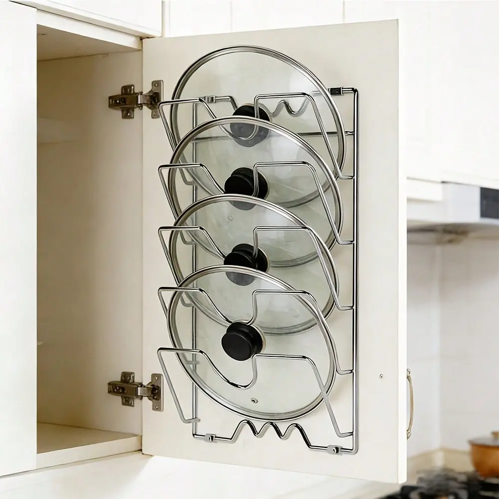 Multi - Layer Metal Pot Lid Organizer Wall Mounted Kitchen Storage Rack For Home Restaurant Space Saving Cookware Storage Solution