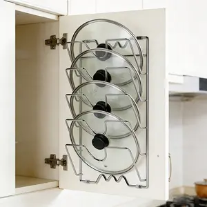 Multi - Layer Metal Pot Lid Organizer Wall Mounted Kitchen Storage Rack For Home Restaurant Space Saving Cookware Storage Solution