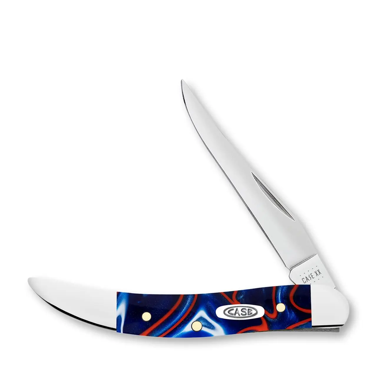 Case 11202 XX Patriotic Pattern Kirinite Compact Pocket-Fit Stainless Steel Texas Toothpick Folding Knife with Retractable Blade, Camping Outdoor Gear
