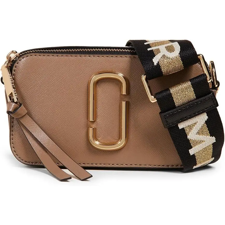 Marc Jacobs The Snapshot Small Camera Bag - French Grey Multi M0014146-064, Compact, Adjustable Strap, Zip Closure, Exterior Back Pocket, Leather, Lined Interior, Multi-Compartment