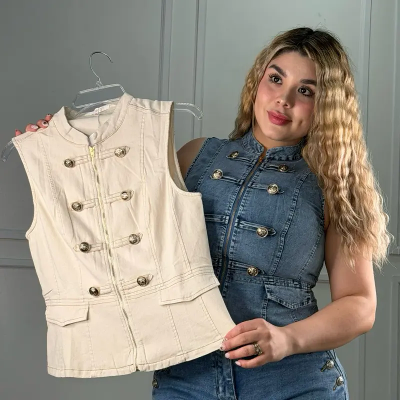 Karina's Napoleon Style Vest - Denim
