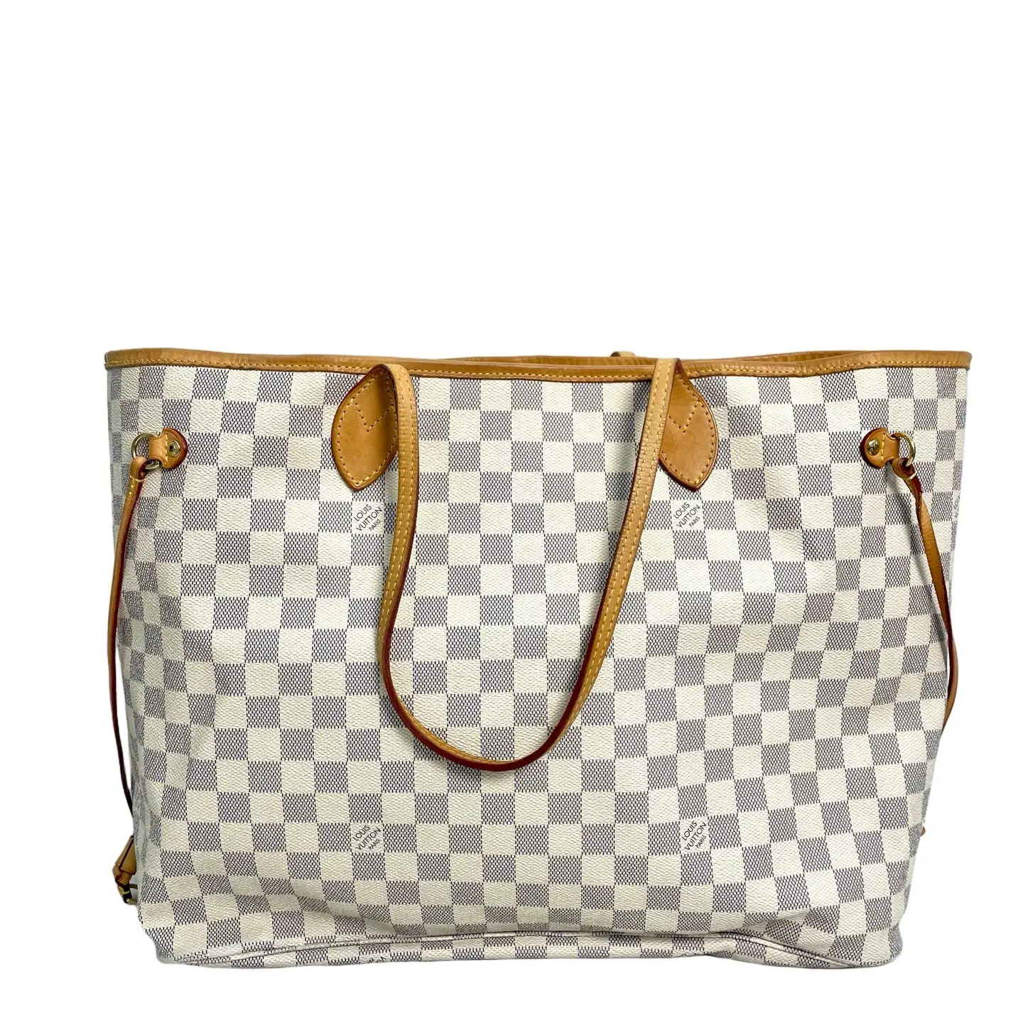 Pre-owned canvas tote bag Louis Vuitton Neverfull GM Damier Azur White