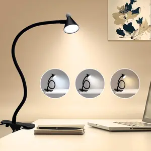 LED Desk Lamp with Clamp,Reading Light with Long Flexible Gooseneck,Clamp Light for Reading,Bed Lights for Headboard,Book Light for Kids with 30 Adjustable Color Modes,Clamp Lamp for Home, Black